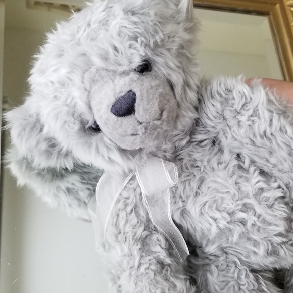 ❗Gund Teddy Bear Jackson Plush Stuffed Animal Gray Silver Ribbon Bow❗ - Picture 2 of 7